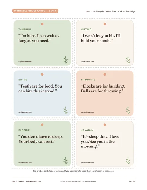 Page of printable fridge cards